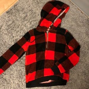 Red/Black Plaid Sherpa Sweater
